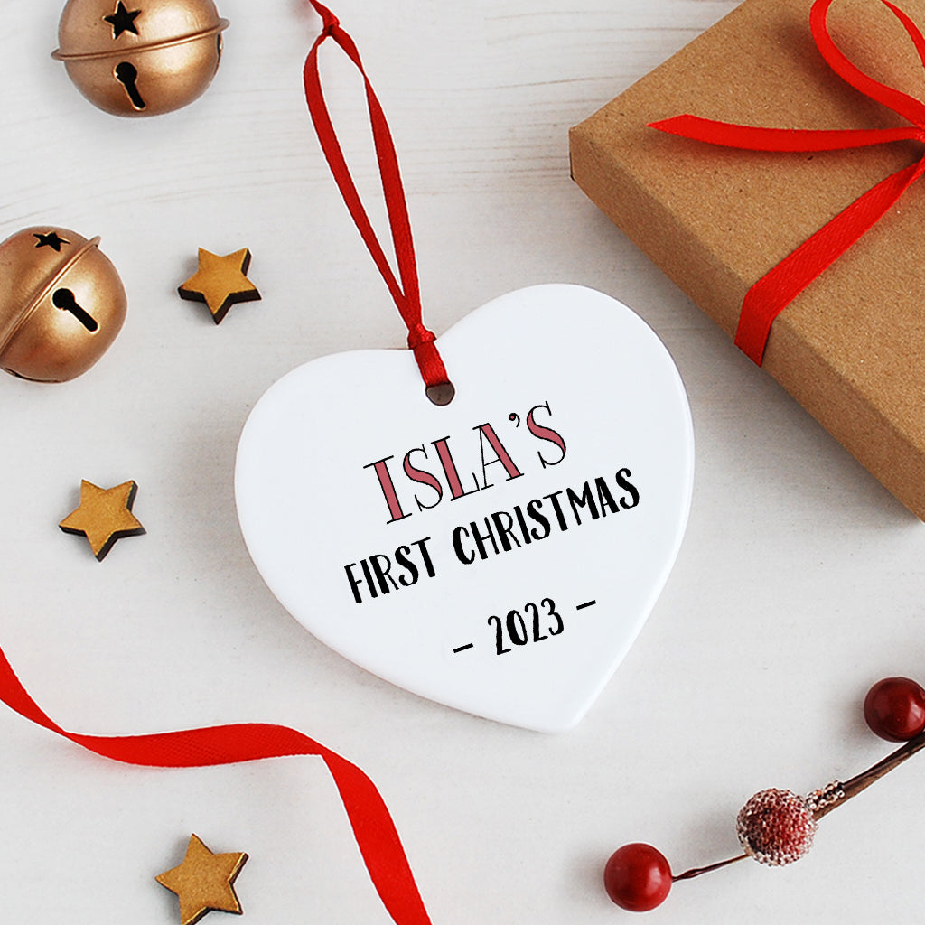 Baby's First Christmas, Personalised Heart Ornament