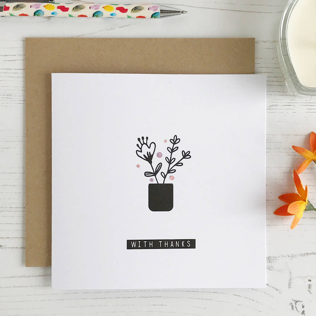 Floral Thank You Card, Dymo Style
