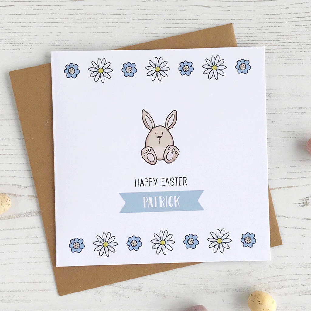 Floral Bunny Personalised Easter Card