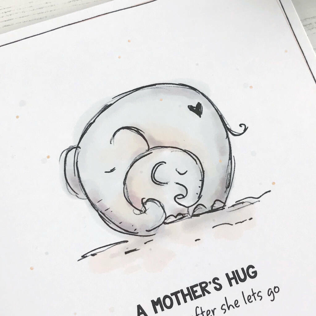 A Mother's Hug, Cute Elephant Card