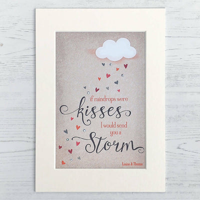 If Raindrops Were Kisses, Romantic Personalised Print
