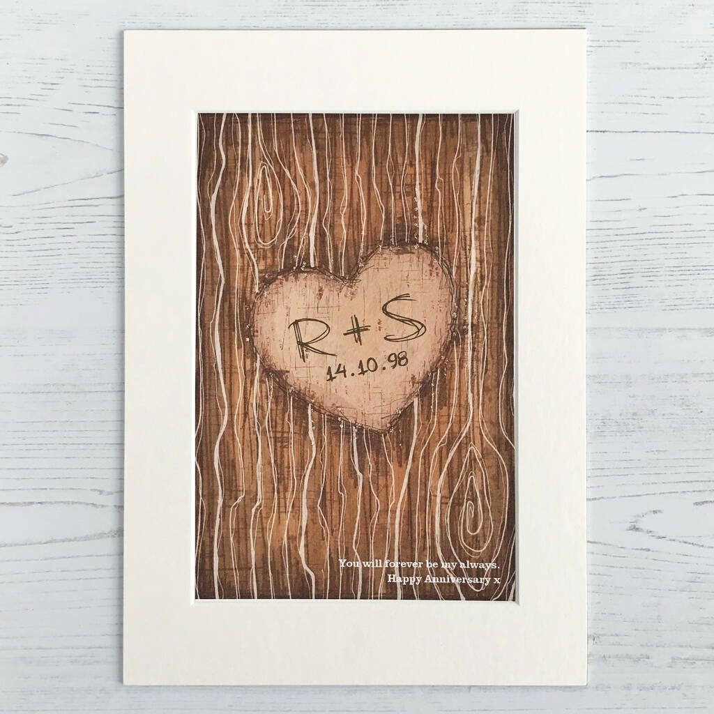 Tree Carving Romantic Personalised Print