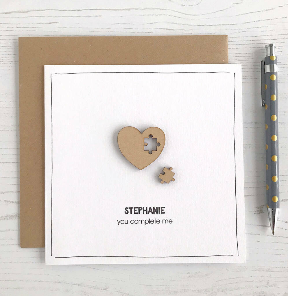 Heart & Puzzle Piece Valentine's Card