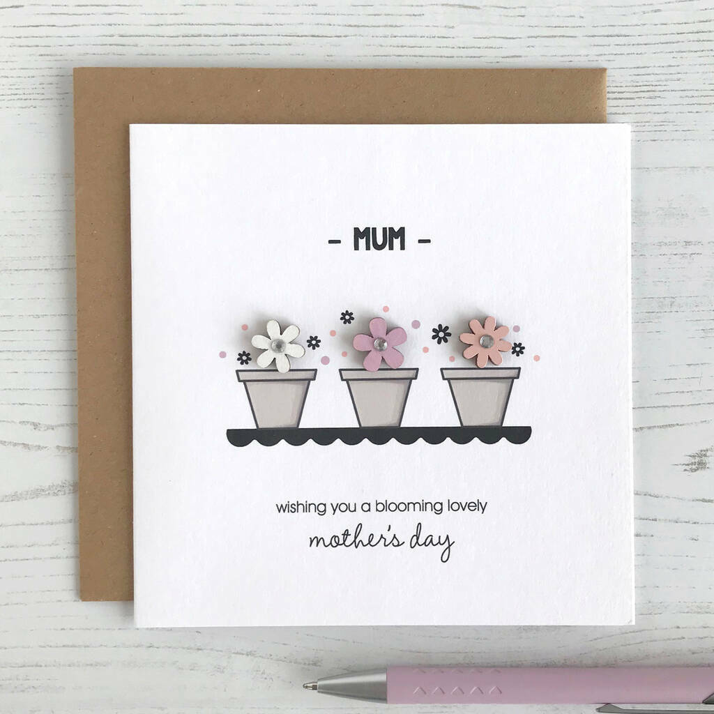 Personalised Flower Pots Mother's Day Card