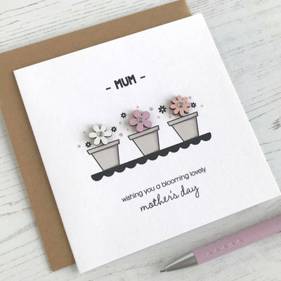 Personalised Flower Pots Mother's Day Card