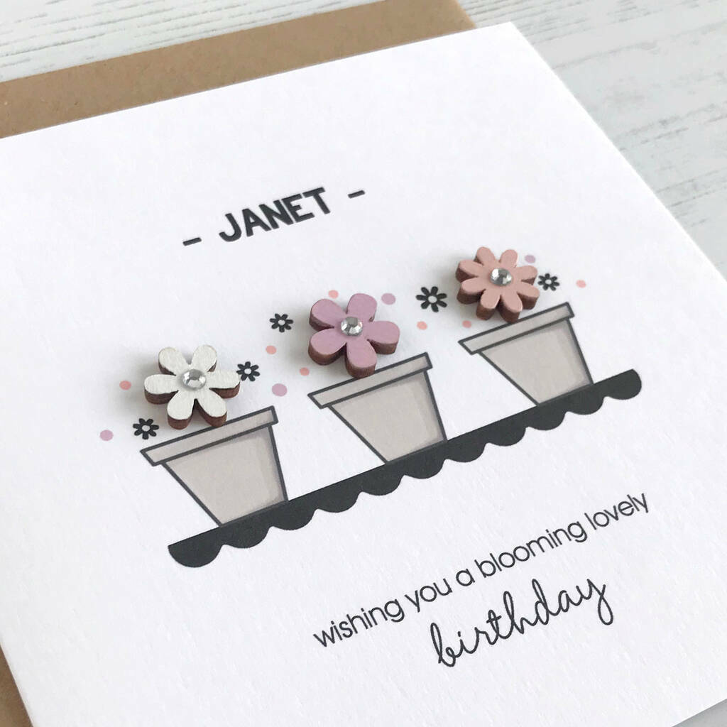 Personalised Flower Pots Birthday Card