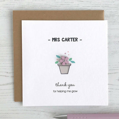 Personalised Flower Pot Teacher Card