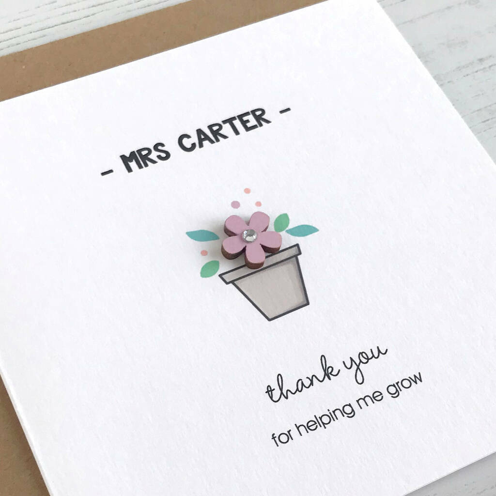 Personalised Flower Pot Teacher Card