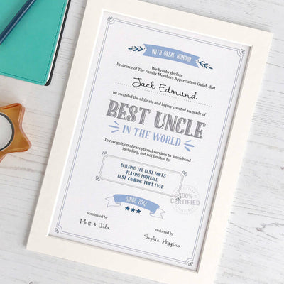 Best Uncle / Godfather Personalised Certificate