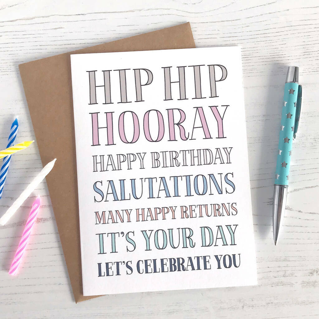 Hip Hip Hooray, Personalised Birthday Card