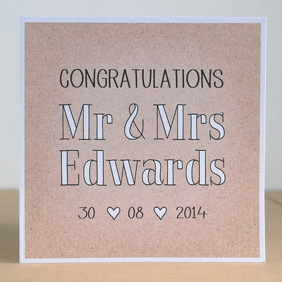 Mr & Mrs Personalised Wedding Card