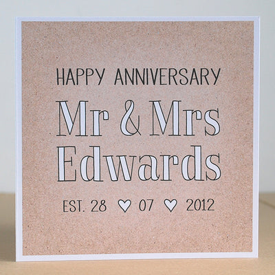Mr & Mrs Personalised Anniversary Card
