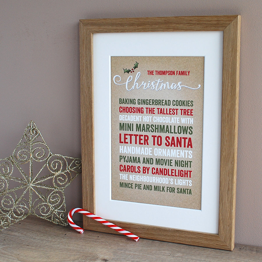 Festive Family Traditions, Personalised Print