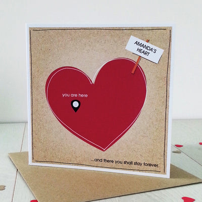 You Are Here, Personalised Heart Card