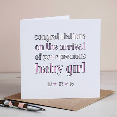 Congratulations, Personalised Baby Card