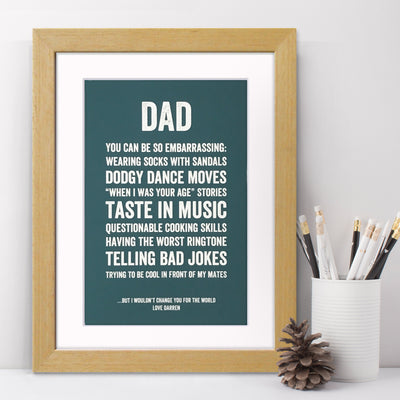 Embarrassing Dad Personalised Print