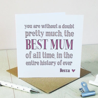 Best Mum Ever, Personalised Card