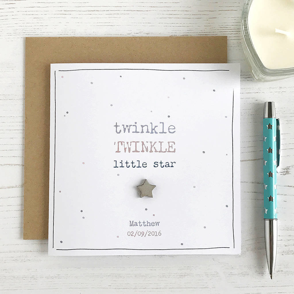Twinkle Little Star, Personalised Baby Card