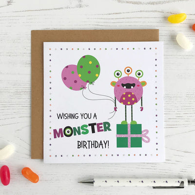 Monster, Personalised Birthday Card
