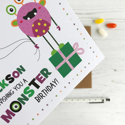 Monster, Personalised Birthday Card