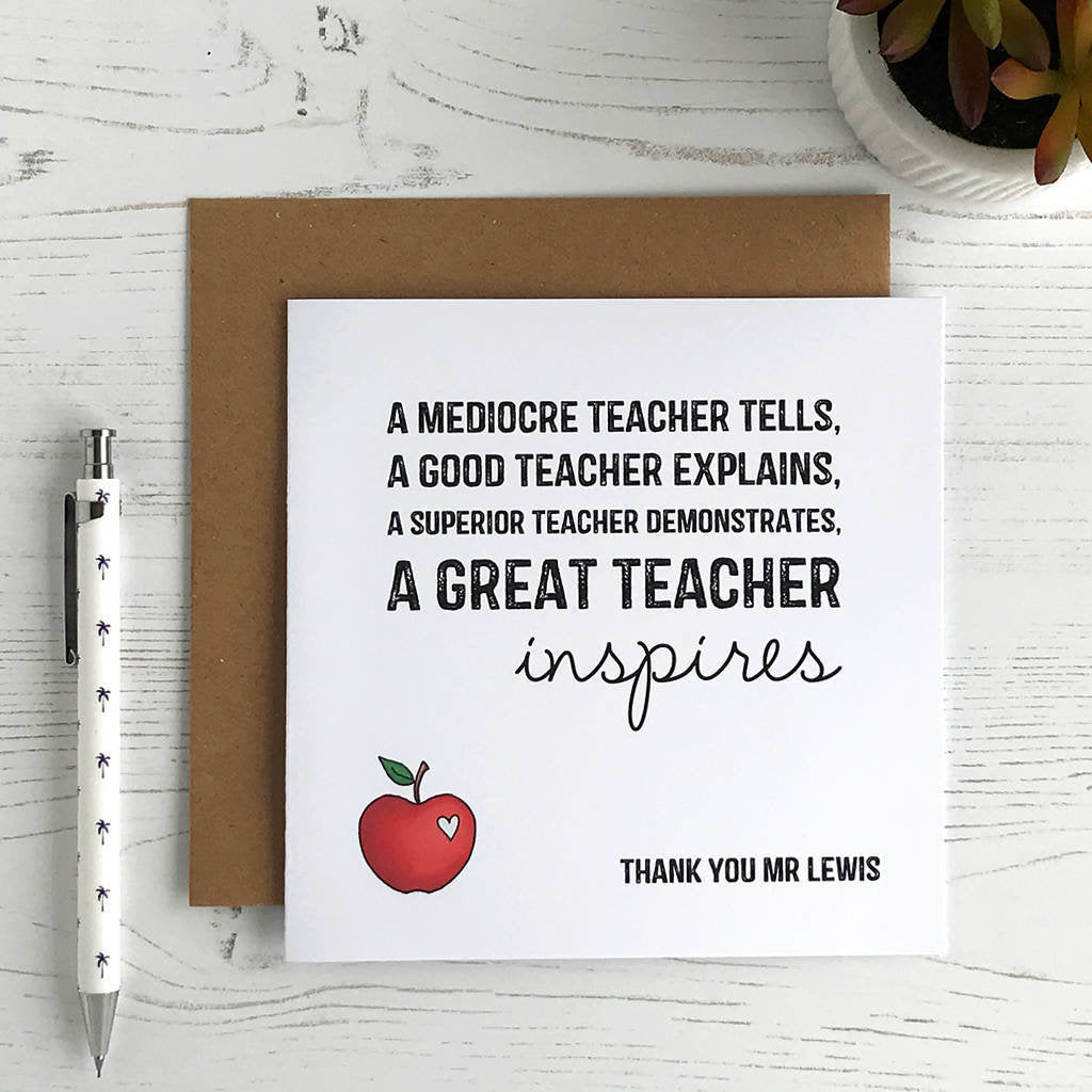 Personalised Inspiring Teacher Card