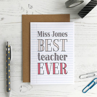 Best Teacher Ever Personalised Card