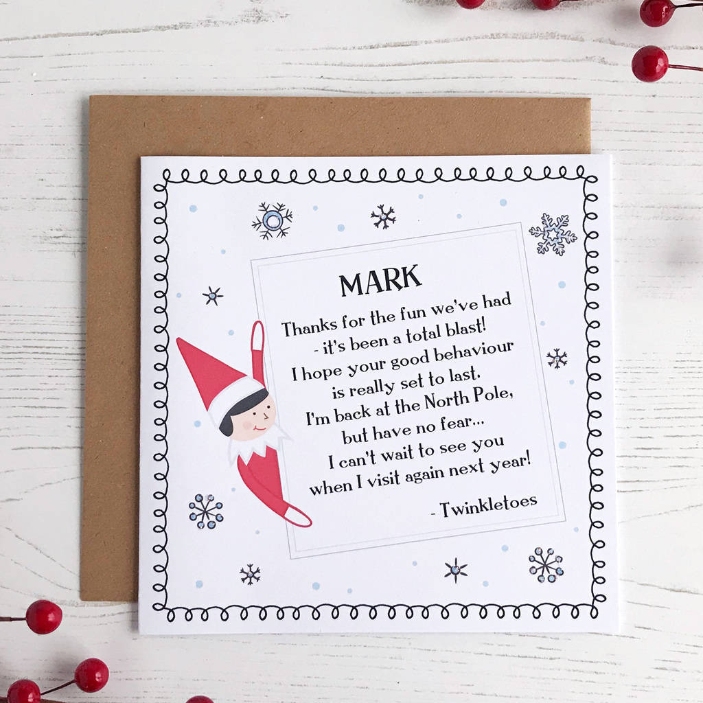Elf Christmas Card With Poem