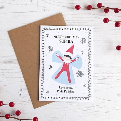 Elf Christmas Card, Snow Angel