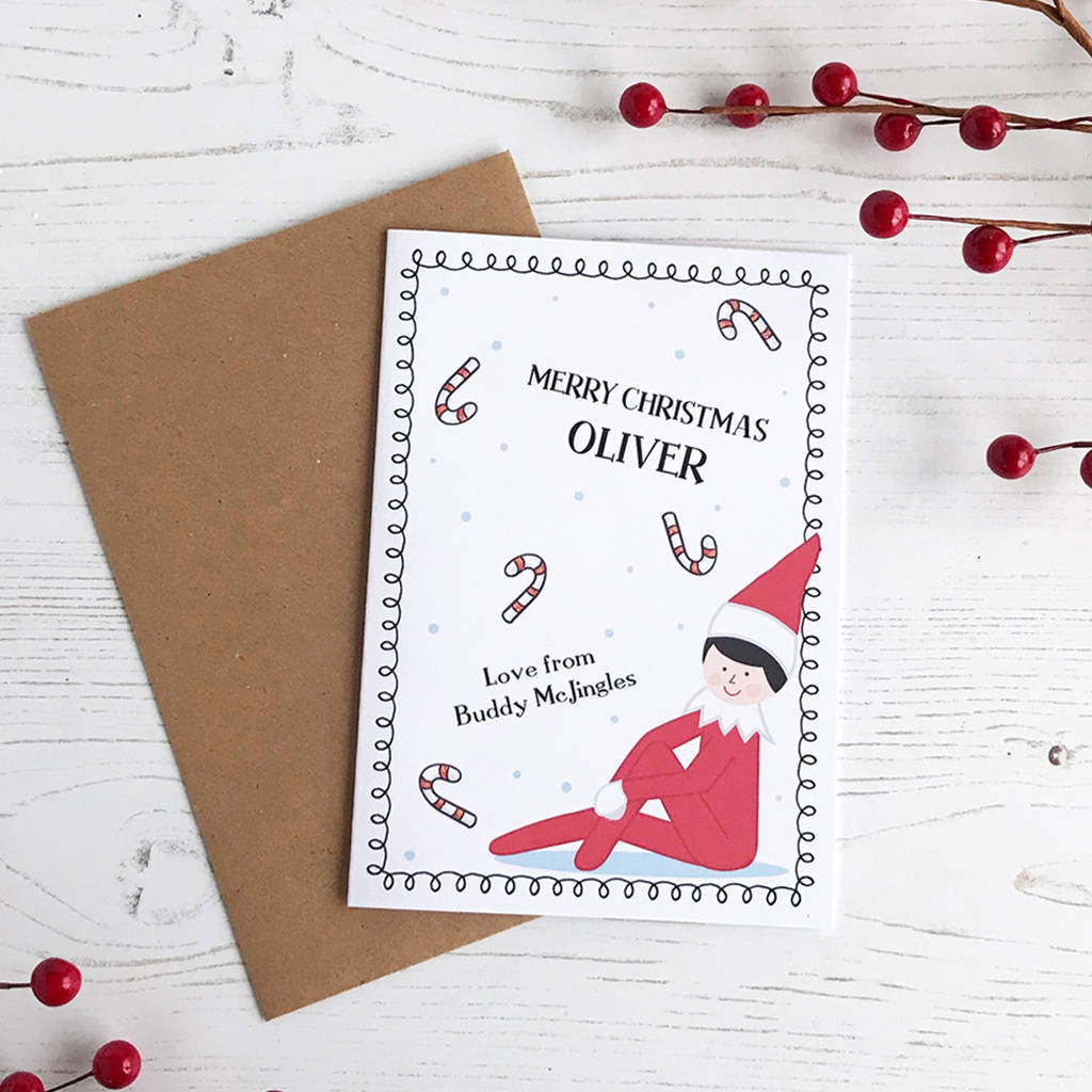 Elf Christmas Card, Candy Canes