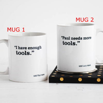 He Said / She Said, Set Of Two Personalised Mugs
