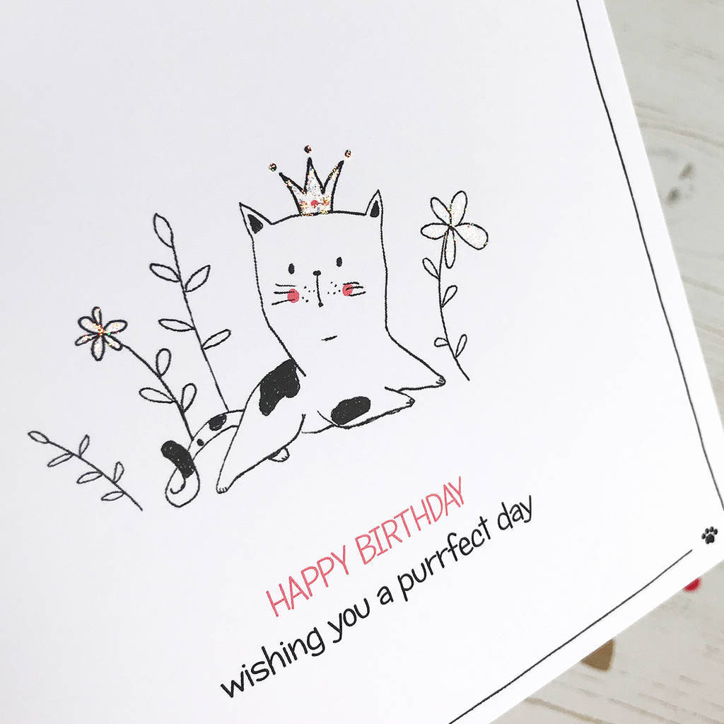 Cute Cat Birthday Card, Purrfect Day