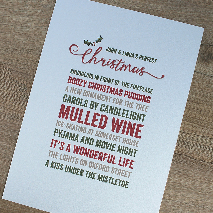 Our Perfect Christmas, Personalised Print