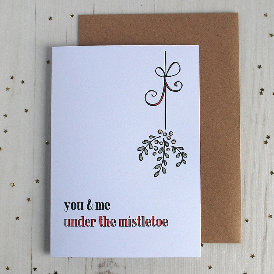Under The Mistletoe, Personalised Christmas Card
