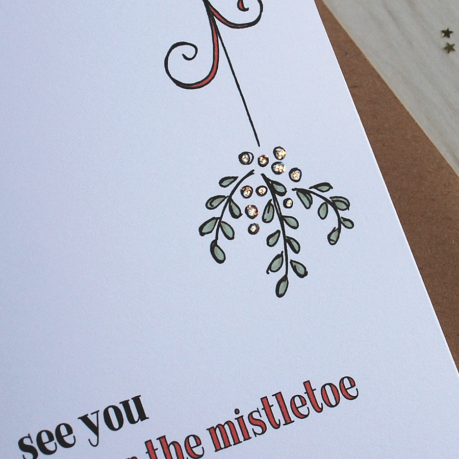 Under The Mistletoe, Personalised Christmas Card