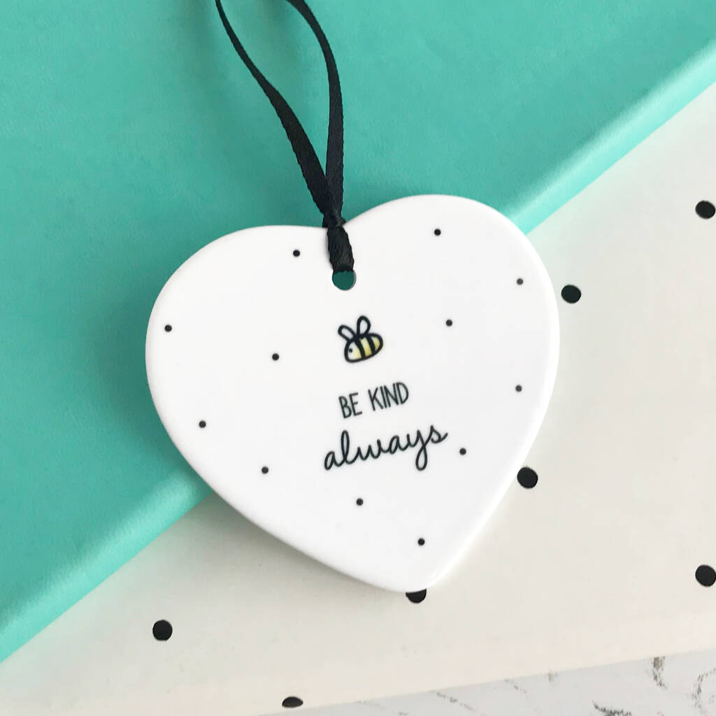 Bee Kind Cute Heart Ornament