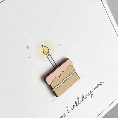 Birthday Cake Card, Wooden Topper