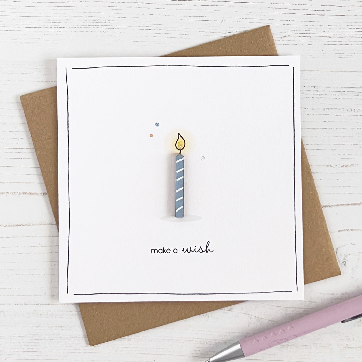 Birthday Candle Card, Wooden Topper